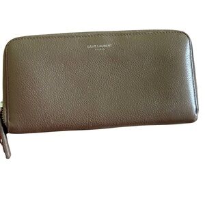 Saint Laurent Brown Leather Zip Wallet- new condition!